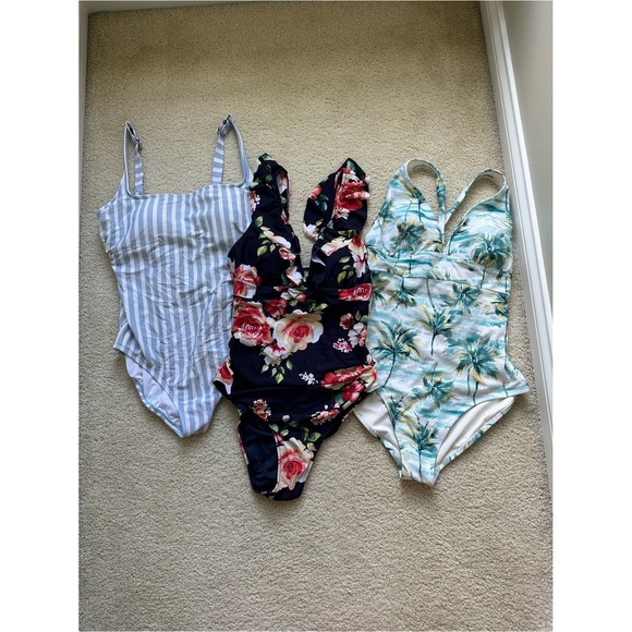 Other - Tropical Coastal Floral Swimsuit Bundle Large One Pieces